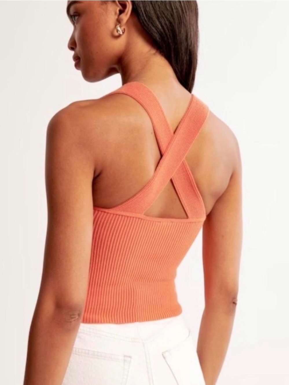 Abercrombie & Fitch Ribbed Cross-Back Tank Top Size XL - Picture 3 of 4